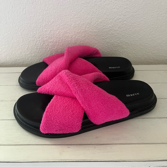 Anthropologie Maeve Terry Slides Sandals Slip On Pink - Picture 1 of 7